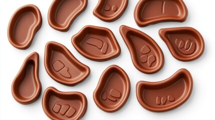 Fototapeta premium Abstract Arrangement of Brown, Textured, Embossed, Organic Shapes on White