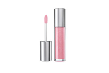 Pink Lip Gloss with Silver Cap and Applicator, Cosmetic Product, Beauty Item isolated on transparent background