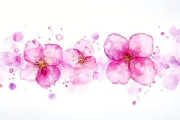 Delicate Pink Blossom with Soft Watercolor Effect on White Background