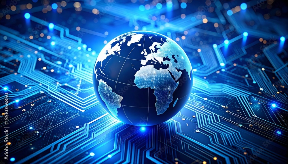 Poster abstract background with technology globe showing global business and communication concept