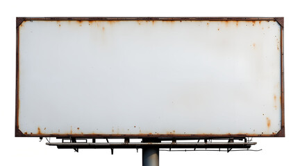 Blank Rusty Billboard Isolated on White Background