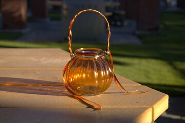 pumpkin shaped bronze orange decoration