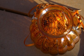 pumpkin shaped bronze orange decoration