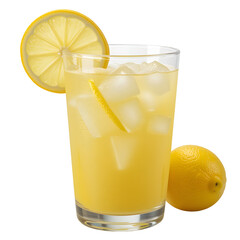 lemon squash drink with ice isolated on transparent png
