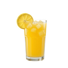 lemon squash drink with ice isolated on transparent png
