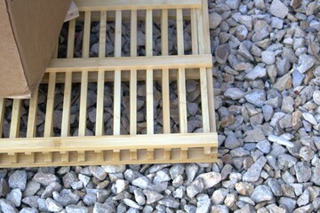 unpainted wood framing for construction