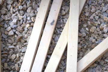 unpainted wood framing for construction