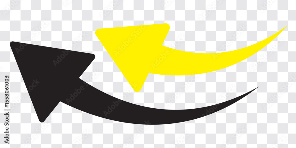 Poster set long black curve arrow icon vector. black curve arrow icon set. long arrow icon set. set of curv