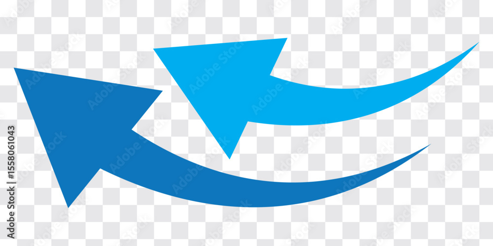 Poster set long blue curve arrow icon. blue curve arrow icon set. long arrow icon set. curve arrow set. var