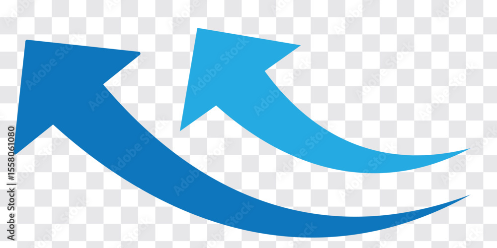 Poster set long blue curve arrow icon. blue curve arrow icon set. long arrow icon set. curve arrow set. var