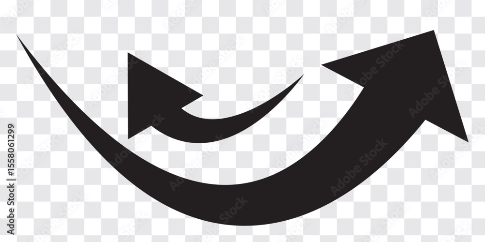 Poster set long black curve arrow icon vector. black curve arrow icon set. long arrow icon set. set of curv