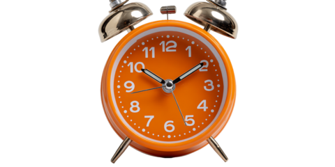 Orange Alarm Clock on Transparent Background, PNG