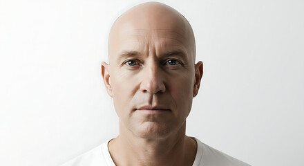 Fototapeta premium Portrait of a Bald Man with Intense Gaze
