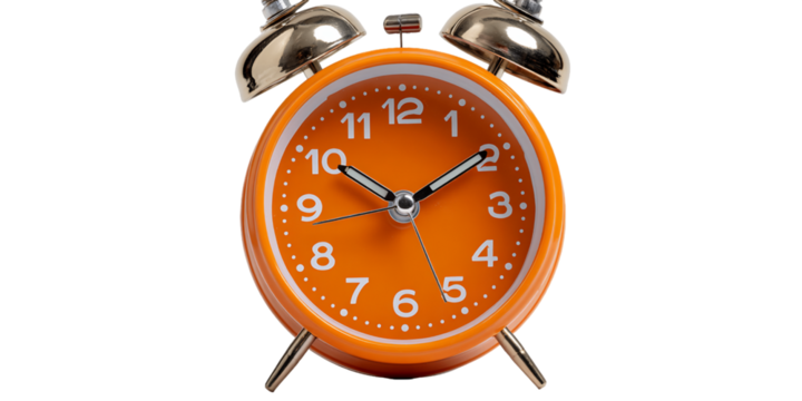 Orange Alarm Clock on Transparent Background, PNG - Powered by Adobe
