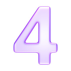 Number four in translucent glassmorphism purple style, infographic steps, learning content, or countdown visuals, 3d rendering