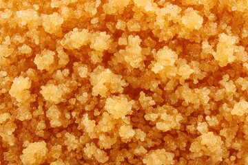 Macro shot of brown sugar, showcasing its granulated texture and warm hues