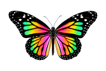 Obraz premium Close up of a brightly colored butterfly with wings spread wide open on transparent background , no background