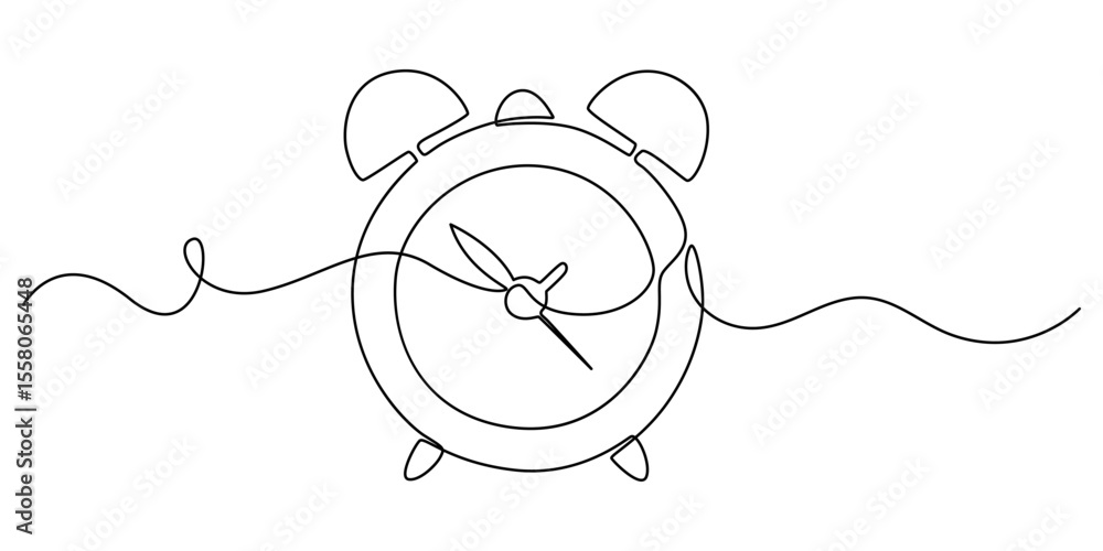 Poster continuous line drawing of time management icon. hand drawn symbol vector illustration, continuous o