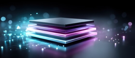 Stacked glowing tech