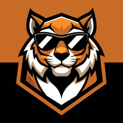 Obraz premium strong-happy-tiger-with-dark-glasses---logo 