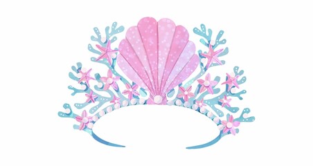 Beautiful pink seashell & blue coral mermaid crown. 