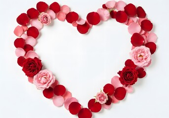 Obraz premium Romantic Heart Shaped Rose Petals Arrangement: A Valentine's Day Floral Design