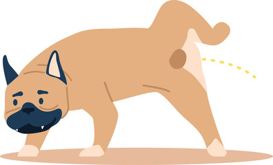 Misbehavior dog peeing wall vector illustration