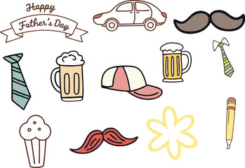 Father day doodle icon set