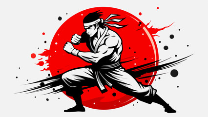 Obraz premium Martial Arts Warriors – Red Sun Combat Illustrations