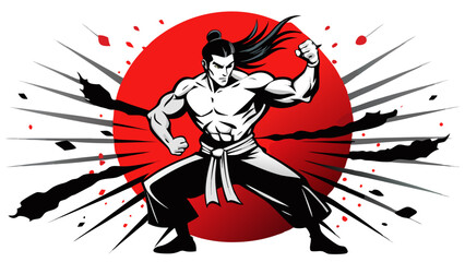 Obraz premium Martial Arts Warriors – Red Sun Combat Illustrations