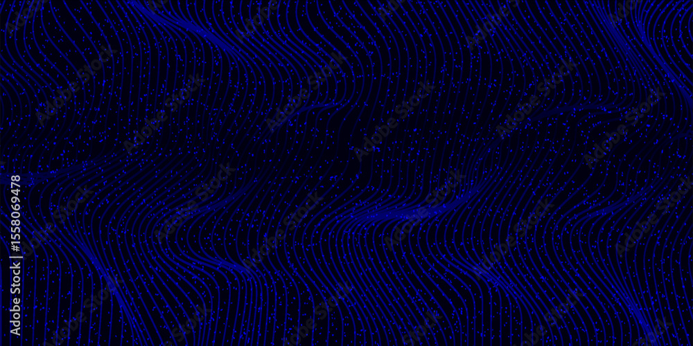 Poster abstract waving particle technology background design. abstract wave moving dots flow particles, hi-