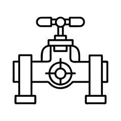 Obraz premium Water pipe valve icon. Urban water supply and plumbing pipeline management concept. Outline style vector illustration for web design, app, infographic, engineering, irrigation