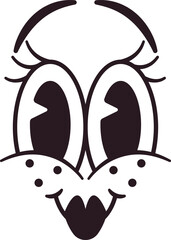 Retro girlish facial emoji character