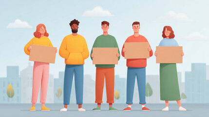 Climate change protest urban area digital illustration diverse group