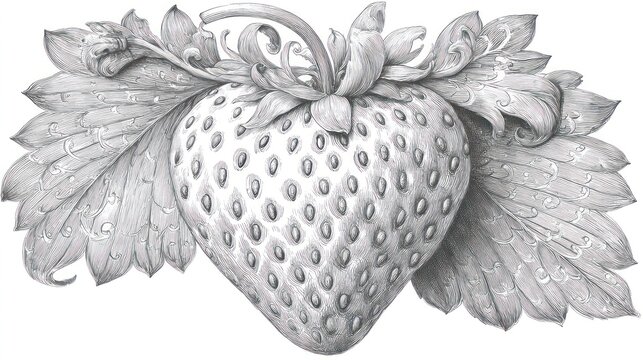 Ornate grayscale strawberry