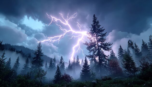 Stormy forest landscape