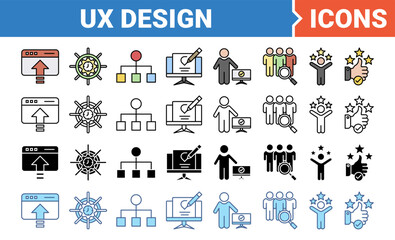 UX design concept for user experience design icon set with multiple style collection.