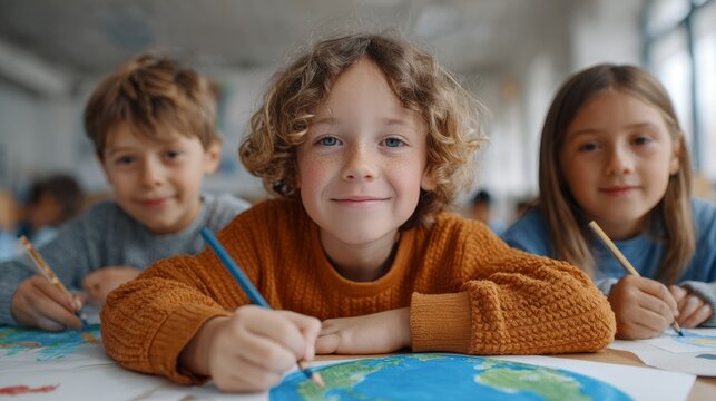 Children create posters on environmental awareness at embassy event