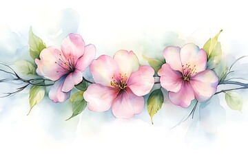 Delicate Pink Blossom Floral Arrangement in Soft Watercolor Style for Elegant Decor