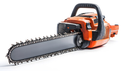 Fototapeta premium Powerful chainsaw with sharp blade isolated on white background