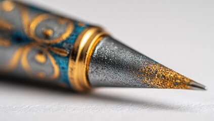 Close-up of ornate fountain pen nib