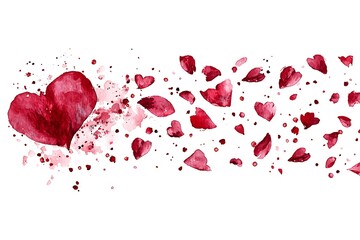Watercolor Hearts Design with Blending Patterns and Vibrant Shades for Romantic Themes