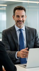 Fototapeta premium Customer Satisfaction and Businessman Focused on Delivering Quality Products and Services for Long-Term Client Relationships and Sustainable Business Growth