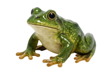 Obraz premium Green frog perching on transparent surface, detailed 3d rendering showcasing amphibian's vibrant coloration and textural nuances