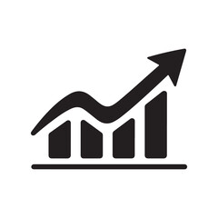 Upward trending graph showing business growth, isolated on white background