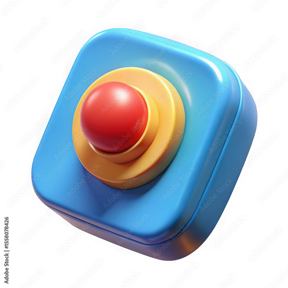 Poster a shiny red and blue 3d button, isolated on transparent background