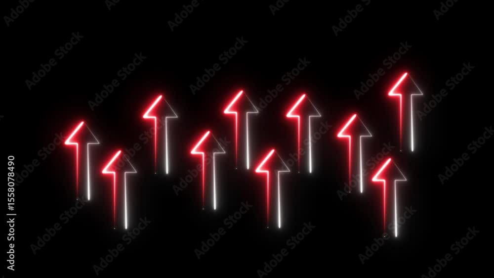 Poster abstract neon arrow icon . 4k video animation. neon arrow showing the direction on a black backgroun