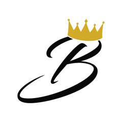 letter B initial logo template with crown