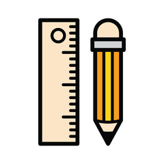 stationery icon, pencil and ruler icon