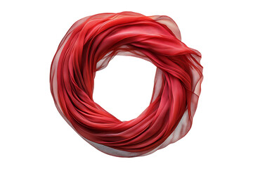 red scarf wrapped in a circle isolated on transparent background